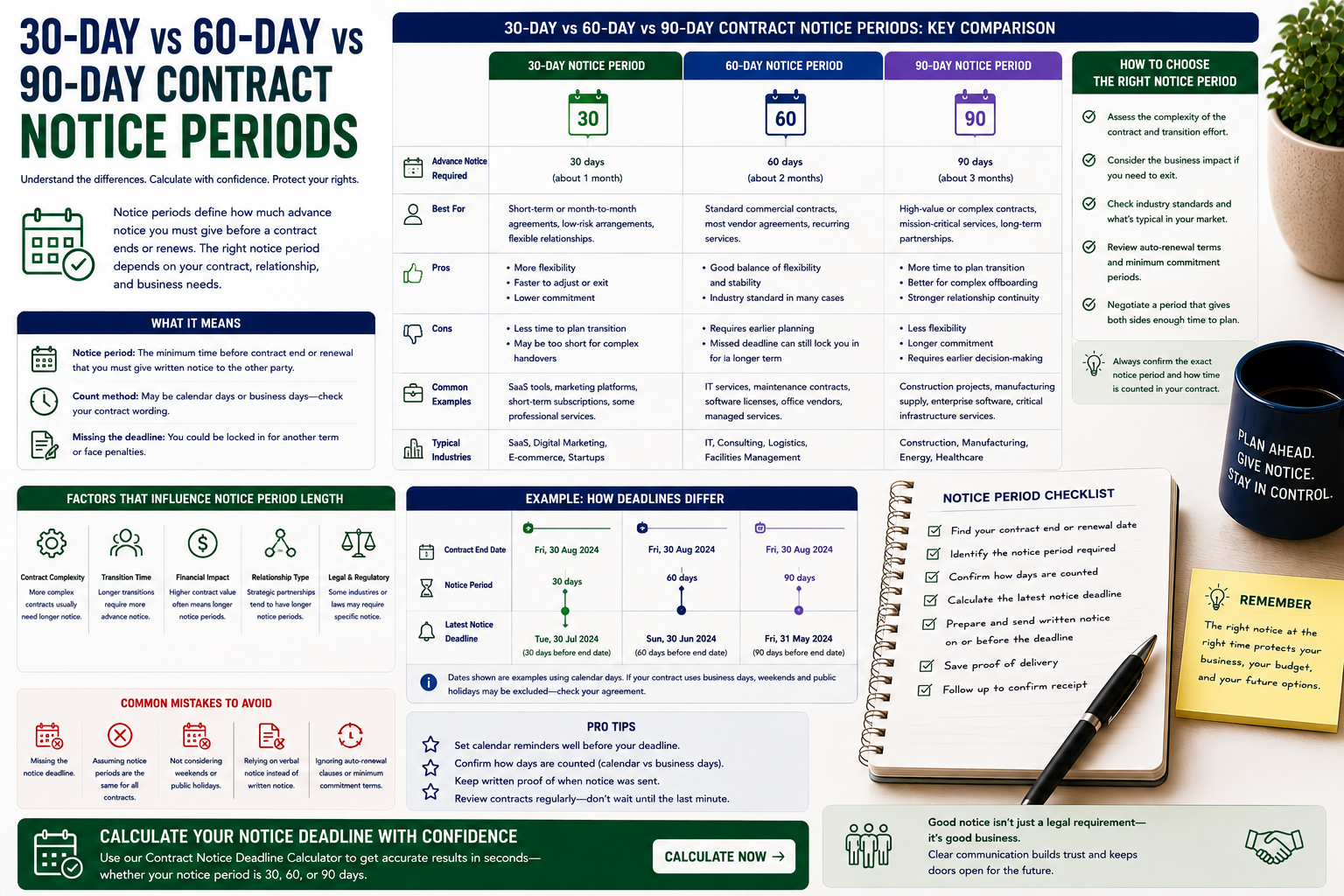 30-Day vs 60-Day vs 90-Day Contract Notice Periods