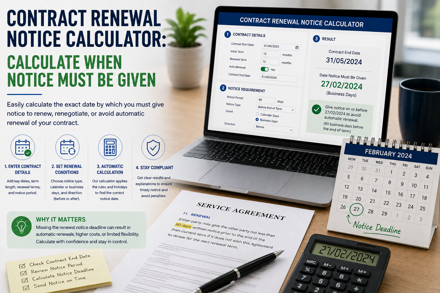 Contract Renewal Notice Calculator: Calculate When Notice Must Be Given