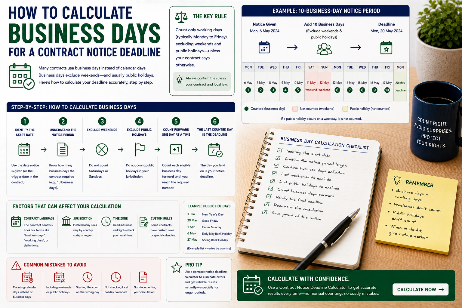 How to Calculate Business Days for a Contract Notice Deadline