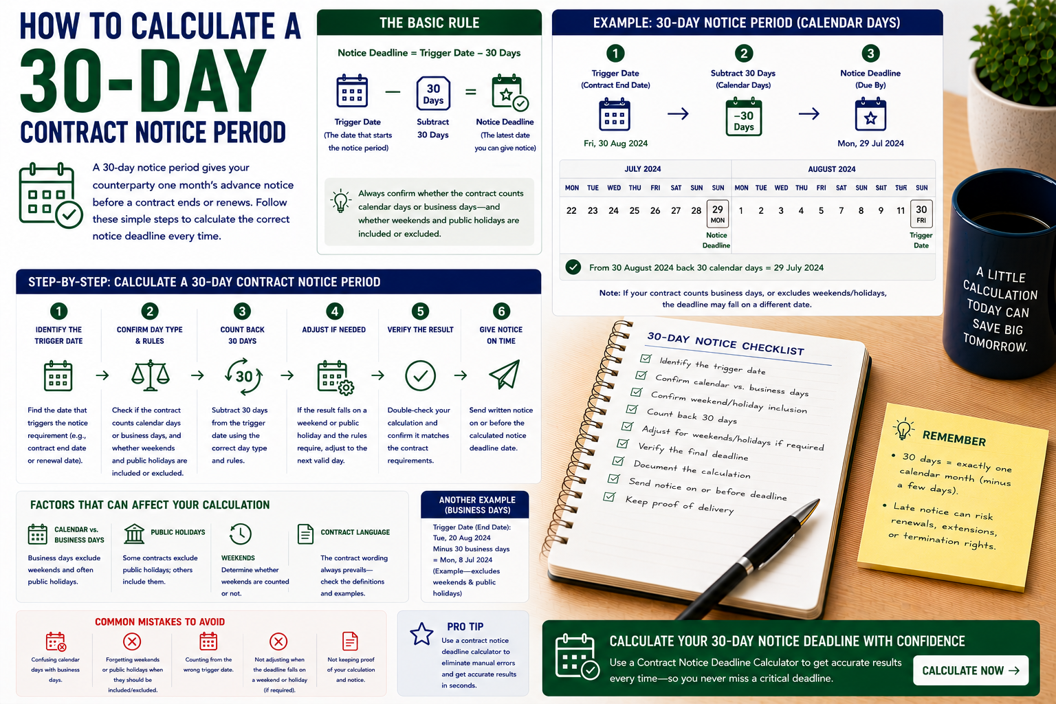 How to Calculate a 30-Day Contract Notice Period
