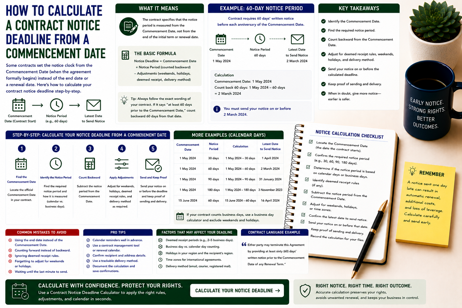 How to Calculate a Contract Notice Deadline from a Commencement Date