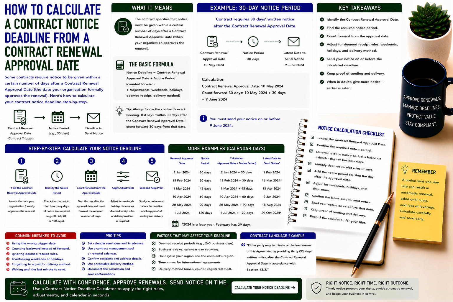 How to Calculate a Contract Notice Deadline from a Contract Renewal Approval Date