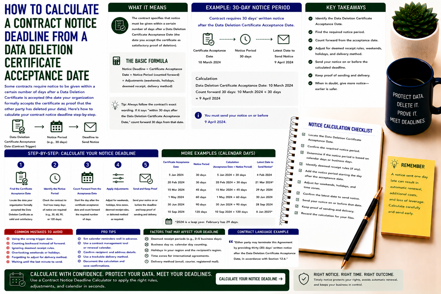 How to Calculate a Contract Notice Deadline from a Data Deletion Certificate Acceptance Date