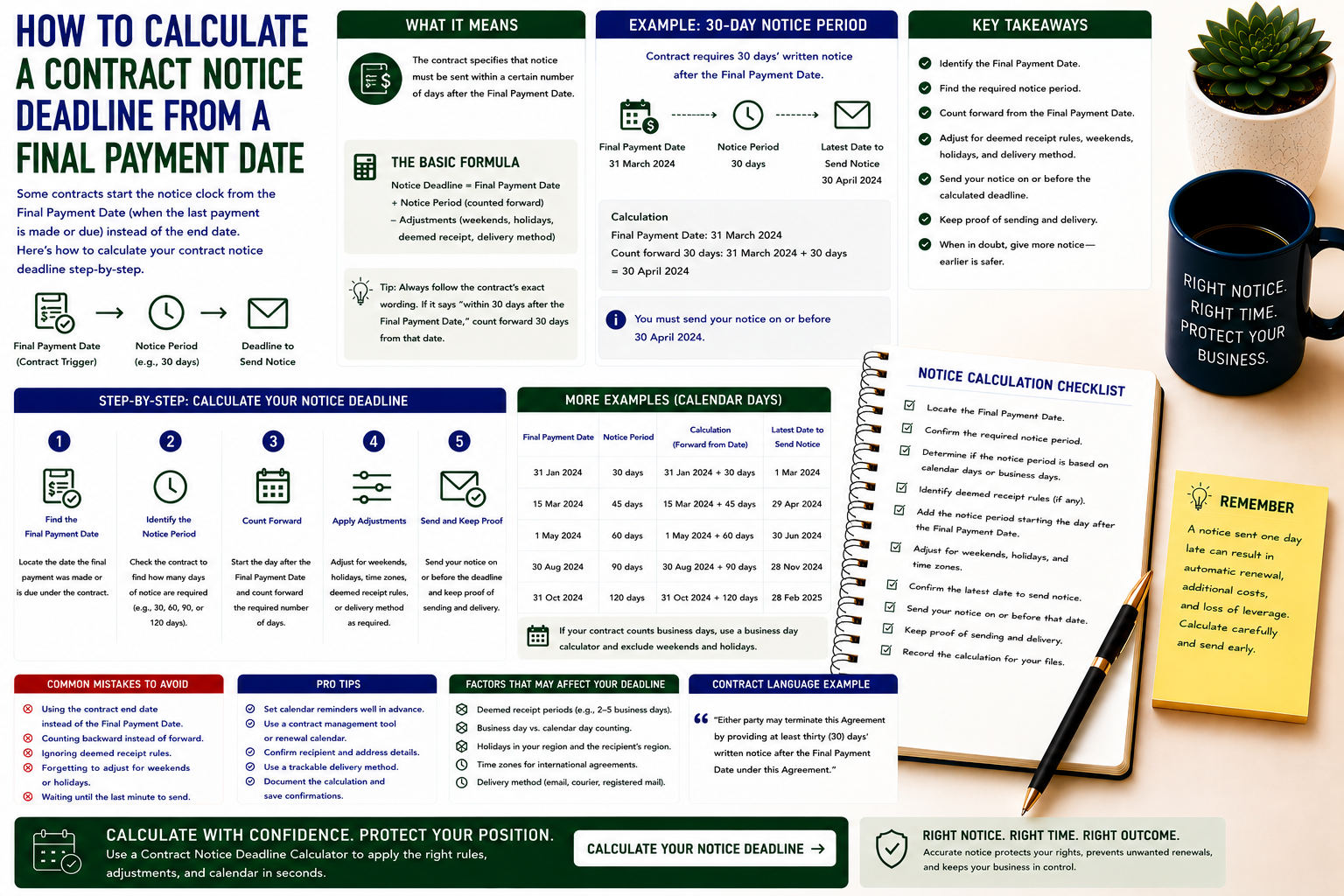 How to Calculate a Contract Notice Deadline from a Final Payment Date