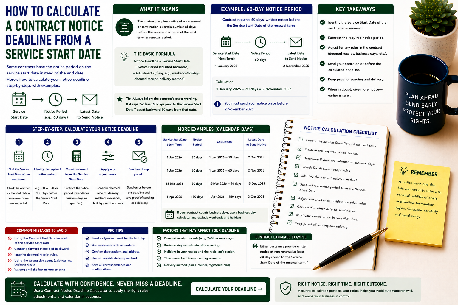 How to Calculate a Contract Notice Deadline from a Service Start Date