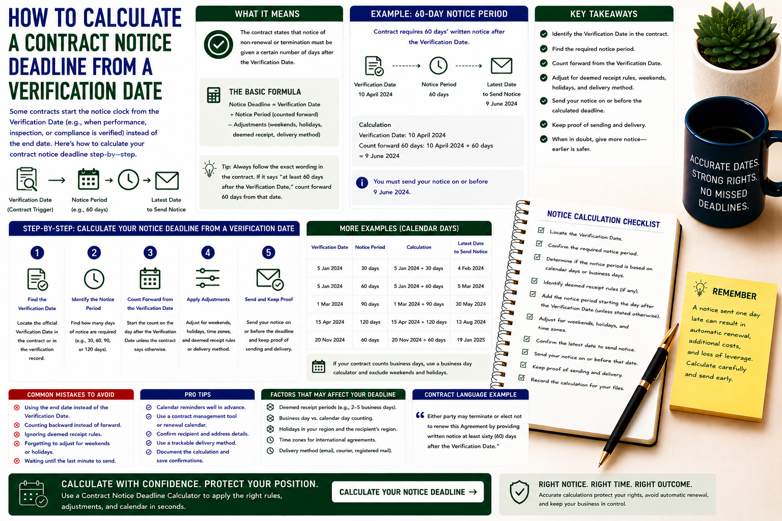 How to Calculate a Contract Notice Deadline from a Verification Date