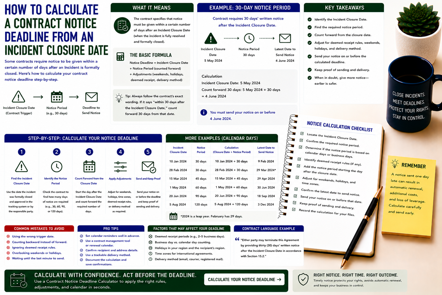 How to Calculate a Contract Notice Deadline from an Incident Closure Date
