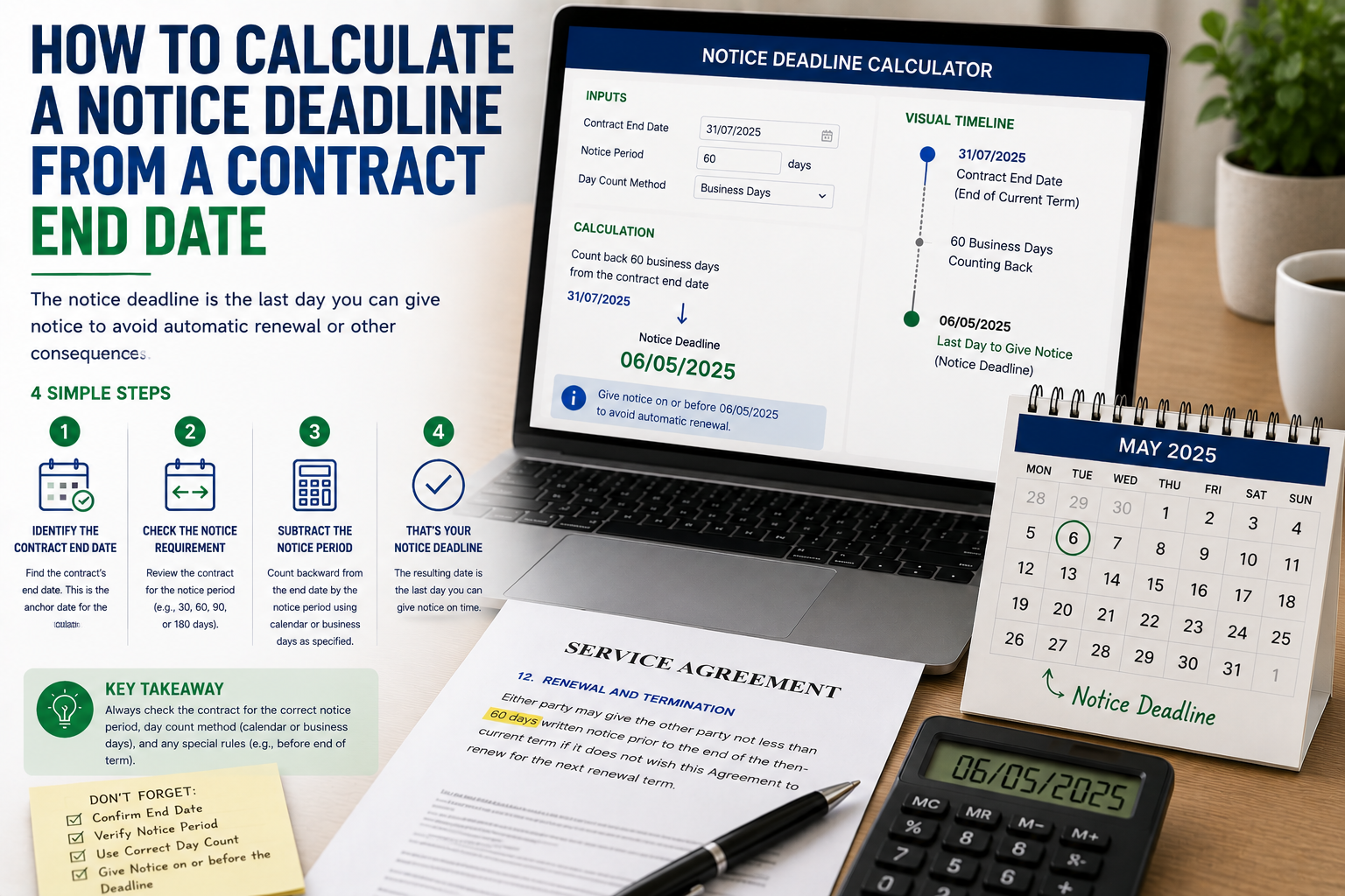 How to Calculate a Notice Deadline from a Contract End Date