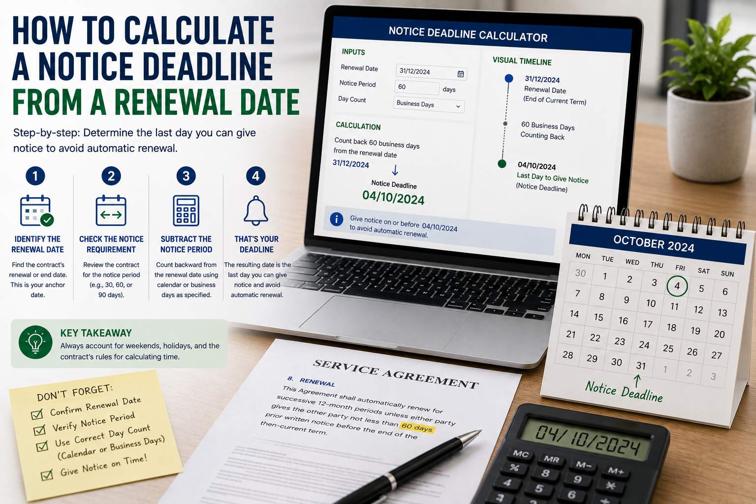 How to Calculate a Notice Deadline from a Renewal Date