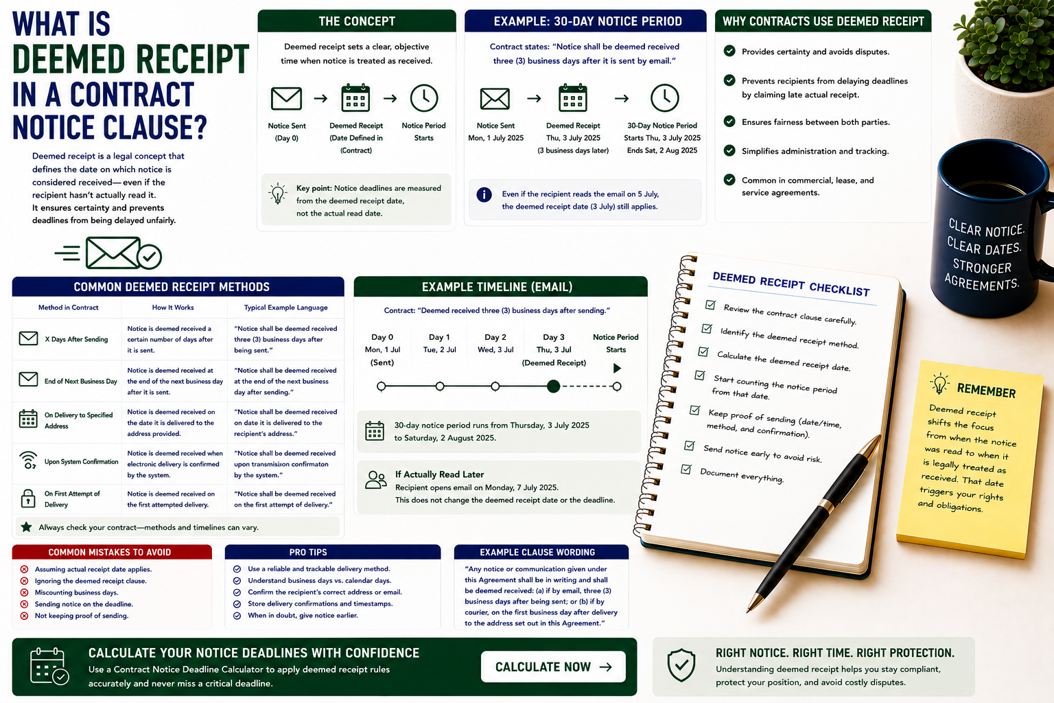 What Is Deemed Receipt in a Contract Notice Clause?
